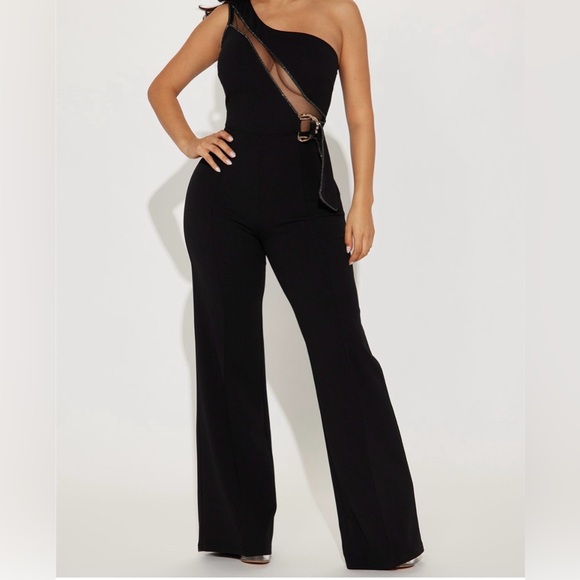 Fashion Nova Black Belted Jumpsuit - Picture 2 of 6